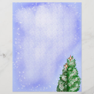 Julgranar i snö brevhuvud