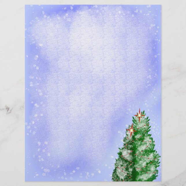 Julgranar i snö brevhuvud (Framsida)