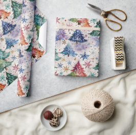 Julgranar i Snö i färglöst Presentpapper