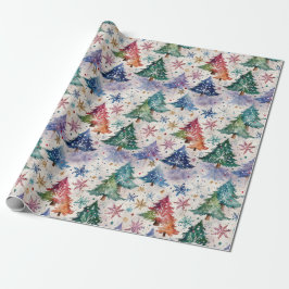 Julgranar i Snö i färglöst Presentpapper