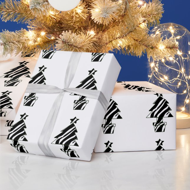 julgranar i Zebra tryck Wrapping Papper Presentpapper (Helgdagar)