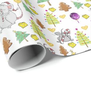 Julgranar Inpackningspapper Mus Vit Ost Presentpapper
