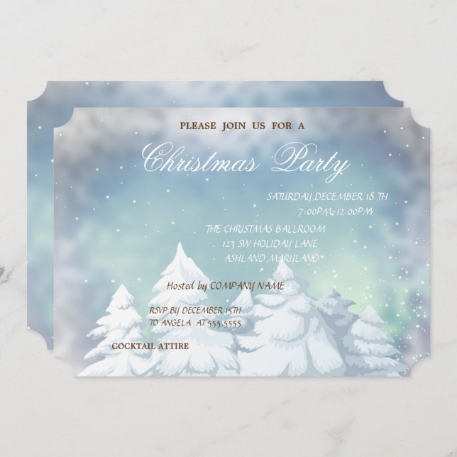 Julgranar, korporerad jul Party Inbjudningar (Fram/baksida)