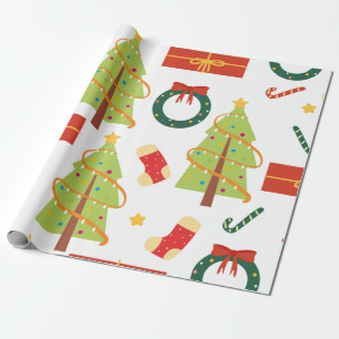 Julgranar, lager och Candy cane Presentpapper