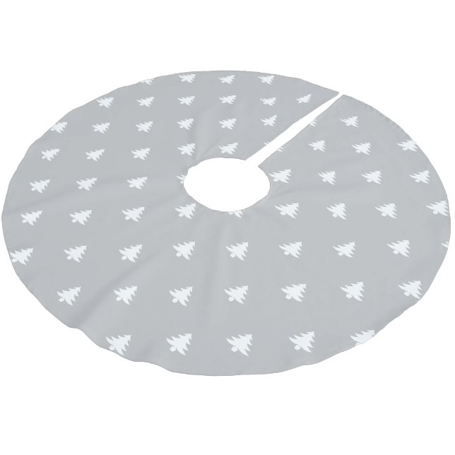 Julgranar ljusgrått mönster söt modern  julgransmatta borstad polyester (Vinklad)
