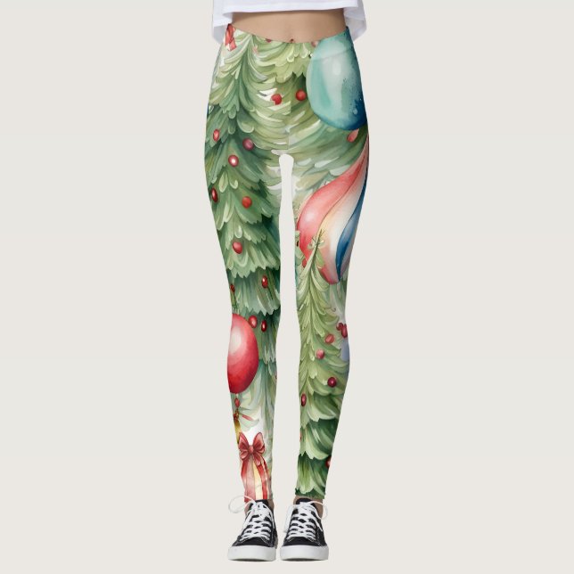 Julgranar med helgdag leksak leggings (Framsida)