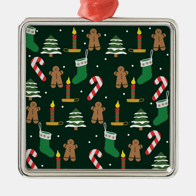Julgranar med pepparkaksgubbar,  julgransprydnad metall (Framsidan)