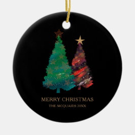 Julgranar med sparkly handfärgad vattenfärg julgransprydnad keramik