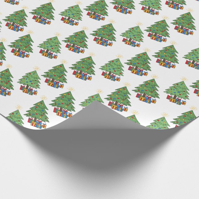 Julgranar med stjärna på toppen och presentmönster presentpapper (Hörn)