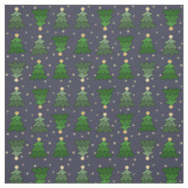 Julgranar med stjärnor på beställnings- blått tyg