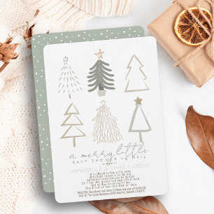 Julgranar Merry Little Baby Shower by Mail Inbjudningar