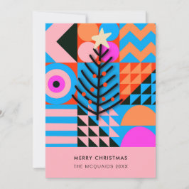 Julgranar Modern Geometric Pinks Blues Julkort