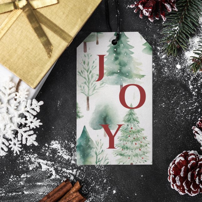 Julgranar Mönster Grönt Red Helgdag Gift Märkre Presentetikett (Skapare uppladdad)