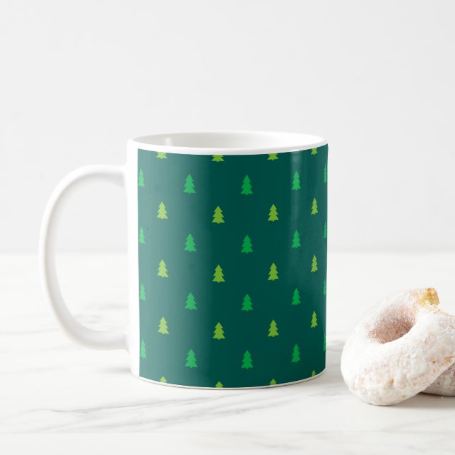 Julgranar mörk grönt kaffe mugg. kaffemugg (Med munk)