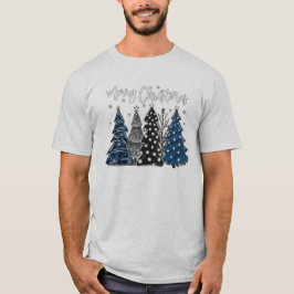 Julgranar Navyblå Vinterpresent T Shirt