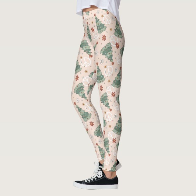 Julgranar och Fredsteckenen Mönster Leggings (Vänster)