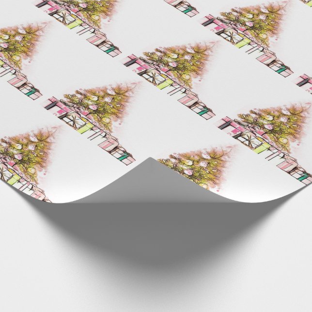 Julgranar och gåvor presentpapper (Hörn)