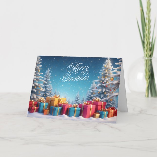 Julgranar och Gift Boxes Winter Ligcape Helgkort (Framsida)