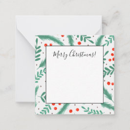 Julgranar och järnekörsbär anteckningskort