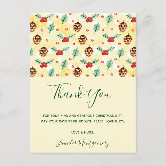 Julgranar och julros julmönster vykort (Framsida)