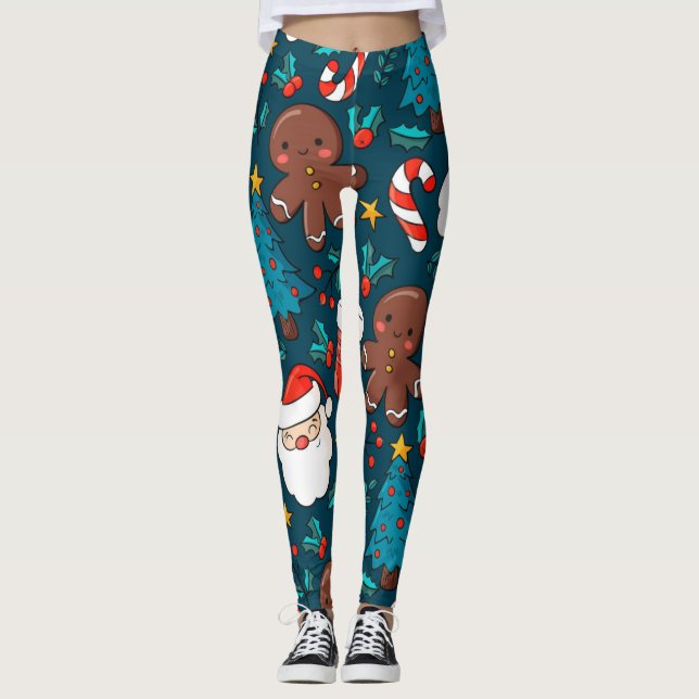 Julgranar och -Pepparkaksgubbar Leggings (Framsida)