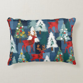 Julgranar och renar Denim och Play Prydnadskudde