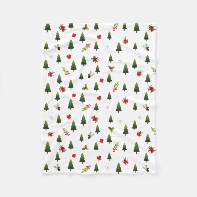 Julgranar och segment fleecefilt (Framsidan)