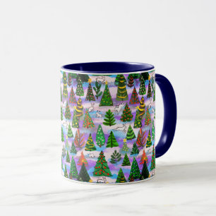 Julgranar och snö harar mugg