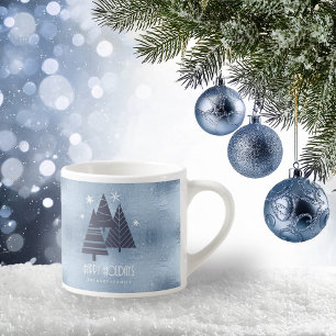 Julgranar och Snöflingor Blue ID863 Espressomugg