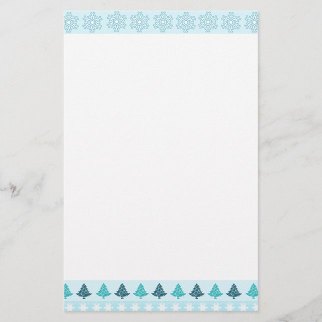 Julgranar och Snöflingor Brevpapper (Framsida)