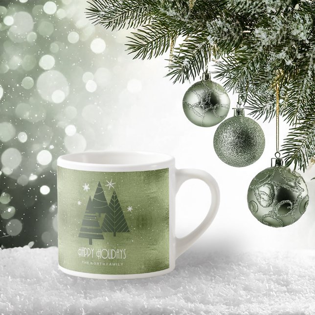 Julgranar och snöflingor Grön ID863 Espressomugg (Skapare uppladdad)