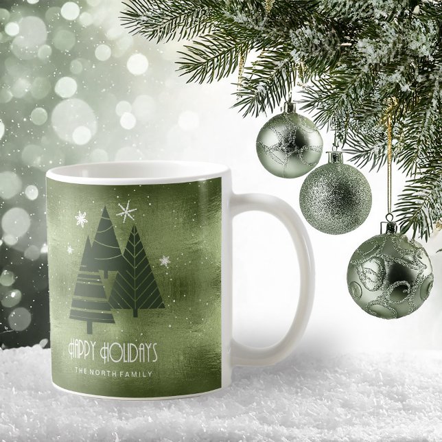 Julgranar och snöflingor Grön ID863 Kaffemugg (Skapare uppladdad)