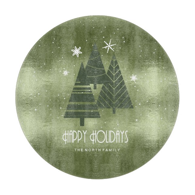 Julgranar och Snöflingor Grönt-ID863 (Framsidan)