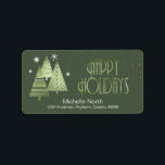 Julgranar och Snöflingor Grönt-ID863 Adressetikett<br><div class="desc">Den här etikettdesignen har en vacker arrangemang av stiliserat Julgranar och snöflingor i en texturerad grönt med en mörkare grönt. Glad helg och en mall har angetts som tillval för att lägga till ditt namn och adress. Sök i ID861 via ID864 om du vill se fler alternativ för färg och...</div>