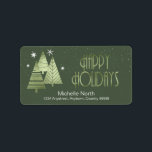 Julgranar och Snöflingor Grönt-ID863 Adressetikett<br><div class="desc">Den här etikettdesignen har en vacker arrangemang av stiliserat Julgranar och snöflingor i en texturerad grönt med en mörkare grönt. Glad helg och en mall har angetts som tillval för att lägga till ditt namn och adress. Sök i ID861 via ID864 om du vill se fler alternativ för färg och...</div>