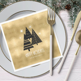 Julgranar och Snöflingor Guld ID863 Pappersservett