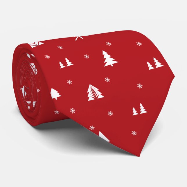 Julgranar och snöflingor halsduk slips (Rullad)