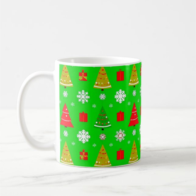 Julgranar och snöflingor kaffemugg (Vänster)