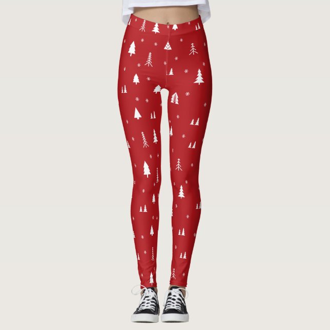 Julgranar och Snöflingor Leggings (Framsida)