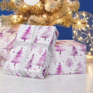 Julgranar och snöflingor Modern jul Presentpapper