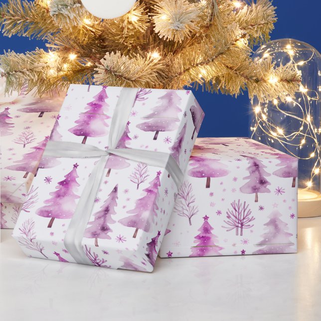 Julgranar och snöflingor Modern jul Presentpapper (Helgdagar)