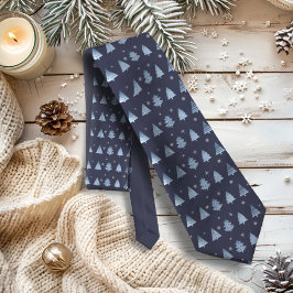 Julgranar och Snöflingor Mönster Blue ID863 Slips