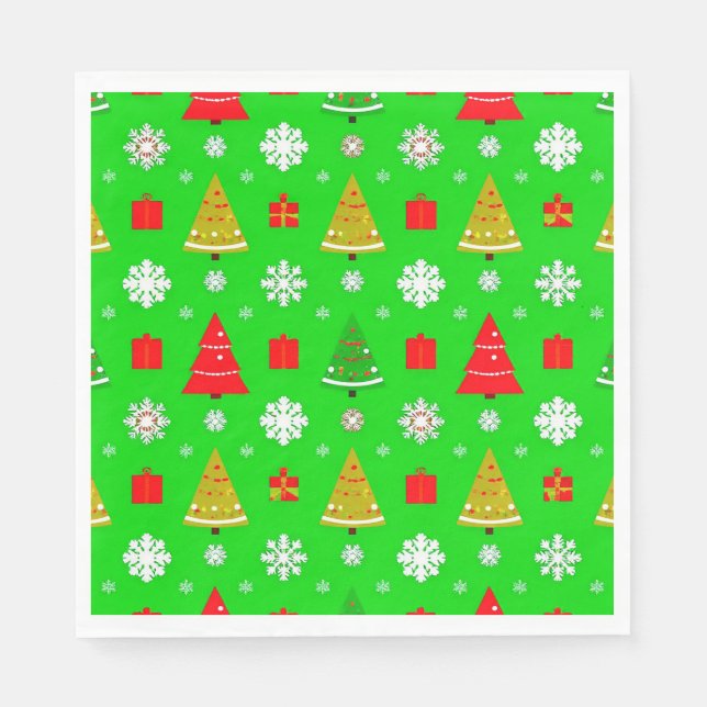 Julgranar och snöflingor pappersservett (Framsidan)