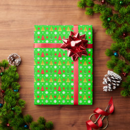Julgranar och snöflingor presentpapper