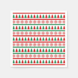 Julgranar och snöflingor tryckta pappersservetter