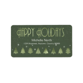 Julgranar och Snöflingor V2 Grönt-ID863 Adressetikett
