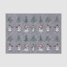 Julgranar och Snögubbar - Vävnadspapper