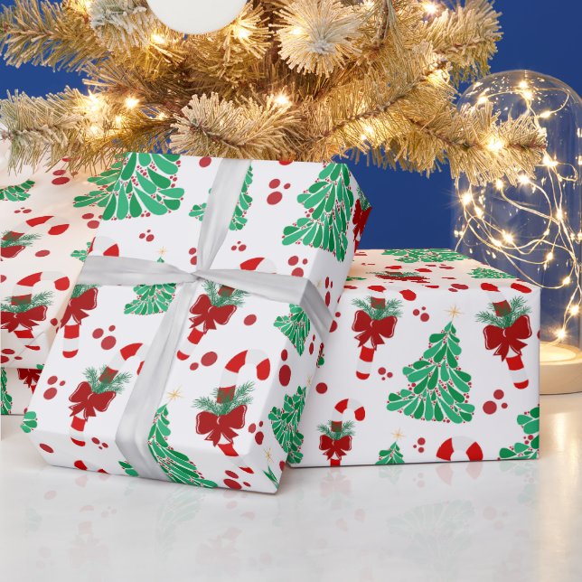 Julgranar och sockerrör  presentpapper (Helgdagar)