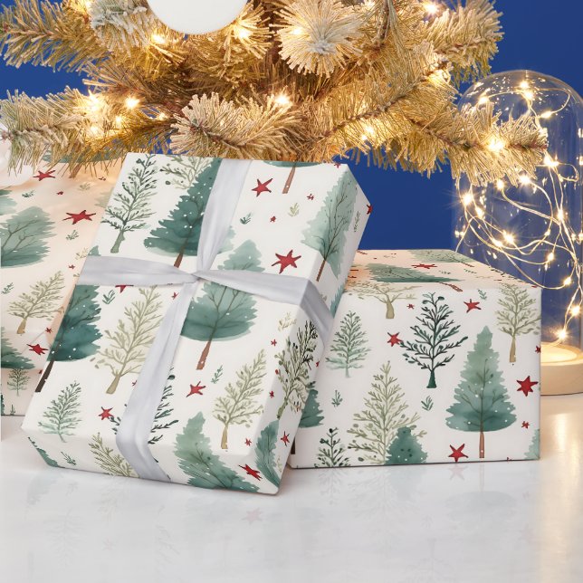 Julgranar och Stars Modern jul Presentpapper (Helgdagar)