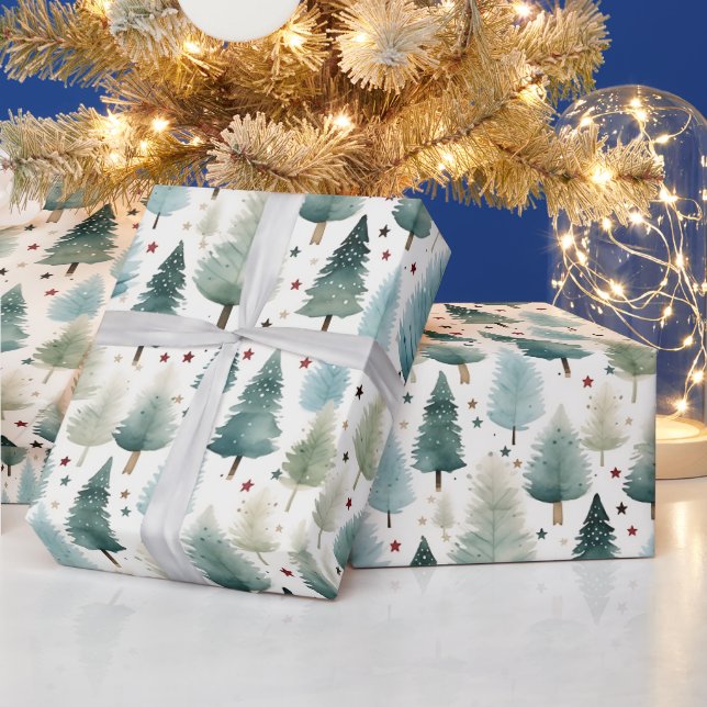 Julgranar och Stars Modern jul Presentpapper (Helgdagar)